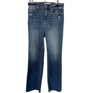 Mid-Rise Straight-Leg Distressed Daze Jeans With Raw Hem & Faded Wash size 26